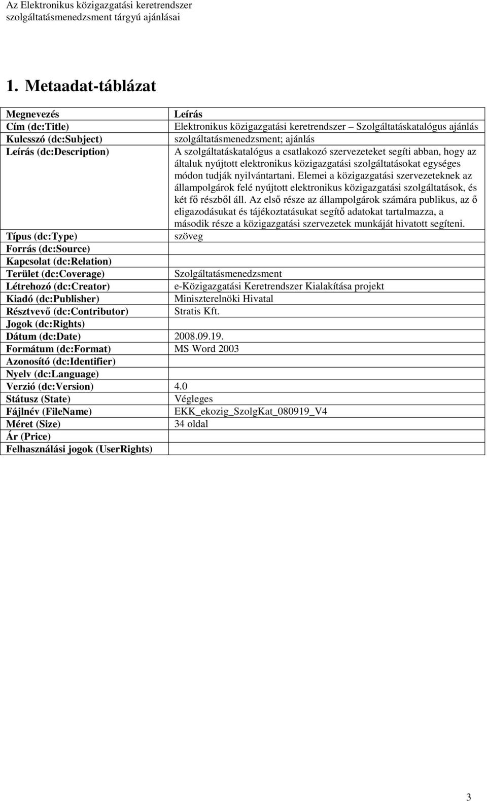 0 Státusz (State) Fájlnév (FileName) Méret (Size) Ár (Price) Felhasználási jogok (UserRights) Leírás Elektronikus közigazgatási keretrendszer Szolgáltatáskatalógus ajánlás szolgáltatásmenedzsment;