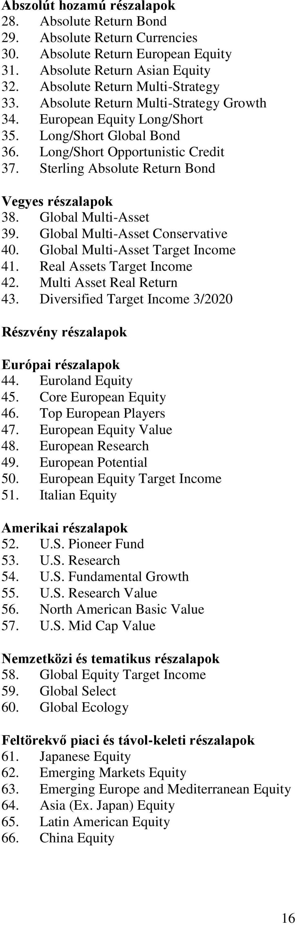 Global Multi-Asset 39. Global Multi-Asset Conservative 40. Global Multi-Asset Target Income 41. Real Assets Target Income 42. Multi Asset Real Return 43.