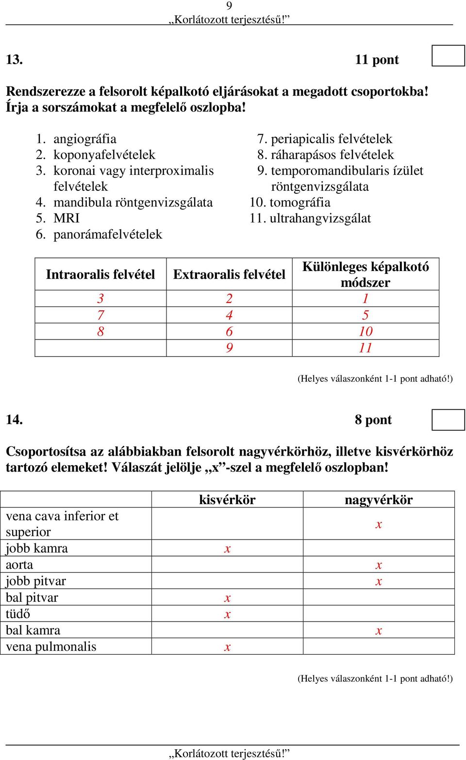 panorámafelvételek Intraoralis felvétel Etraoralis felvétel Különleges képalkotó módszer 3 2 1 7 4 5 8 6 10 9 11 14.