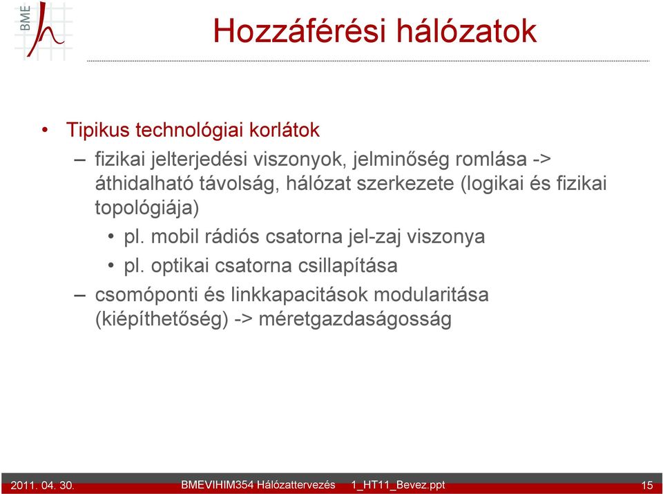 topológiája) pl. mobil rádiós csatorna jel-zaj viszonya pl.