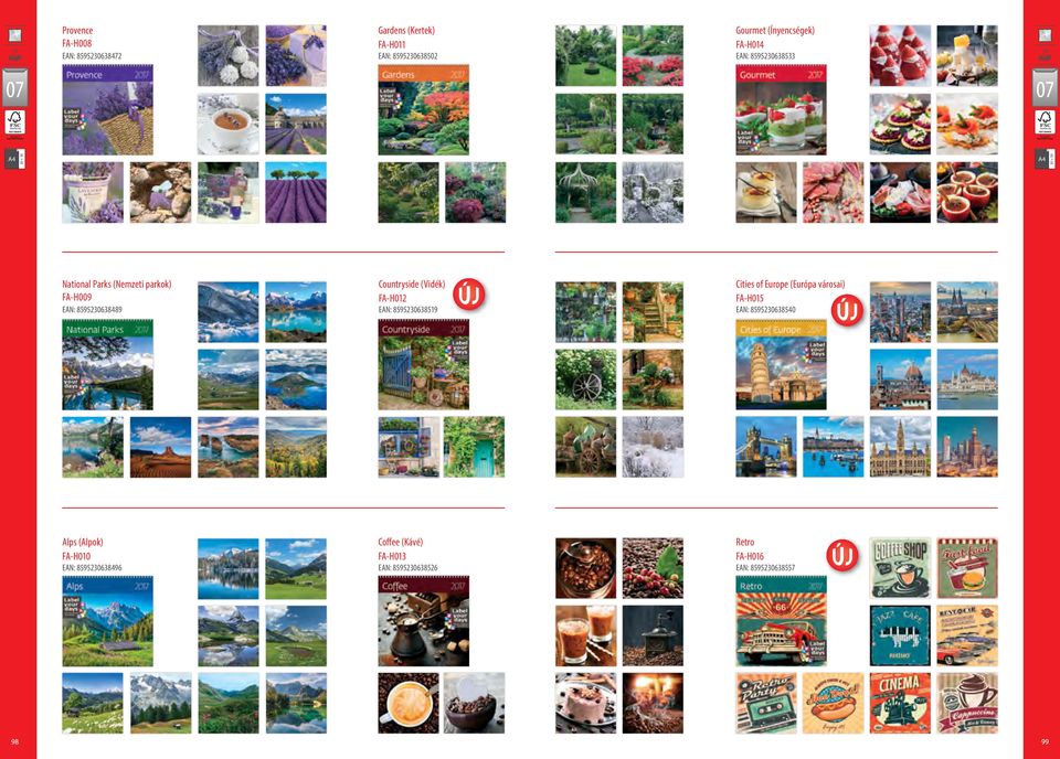 (Vidék) FA-H012 EAN: 8595230638519 Cities of Europe (Európa városai) FA-H015 EAN: 8595230638540 Alps