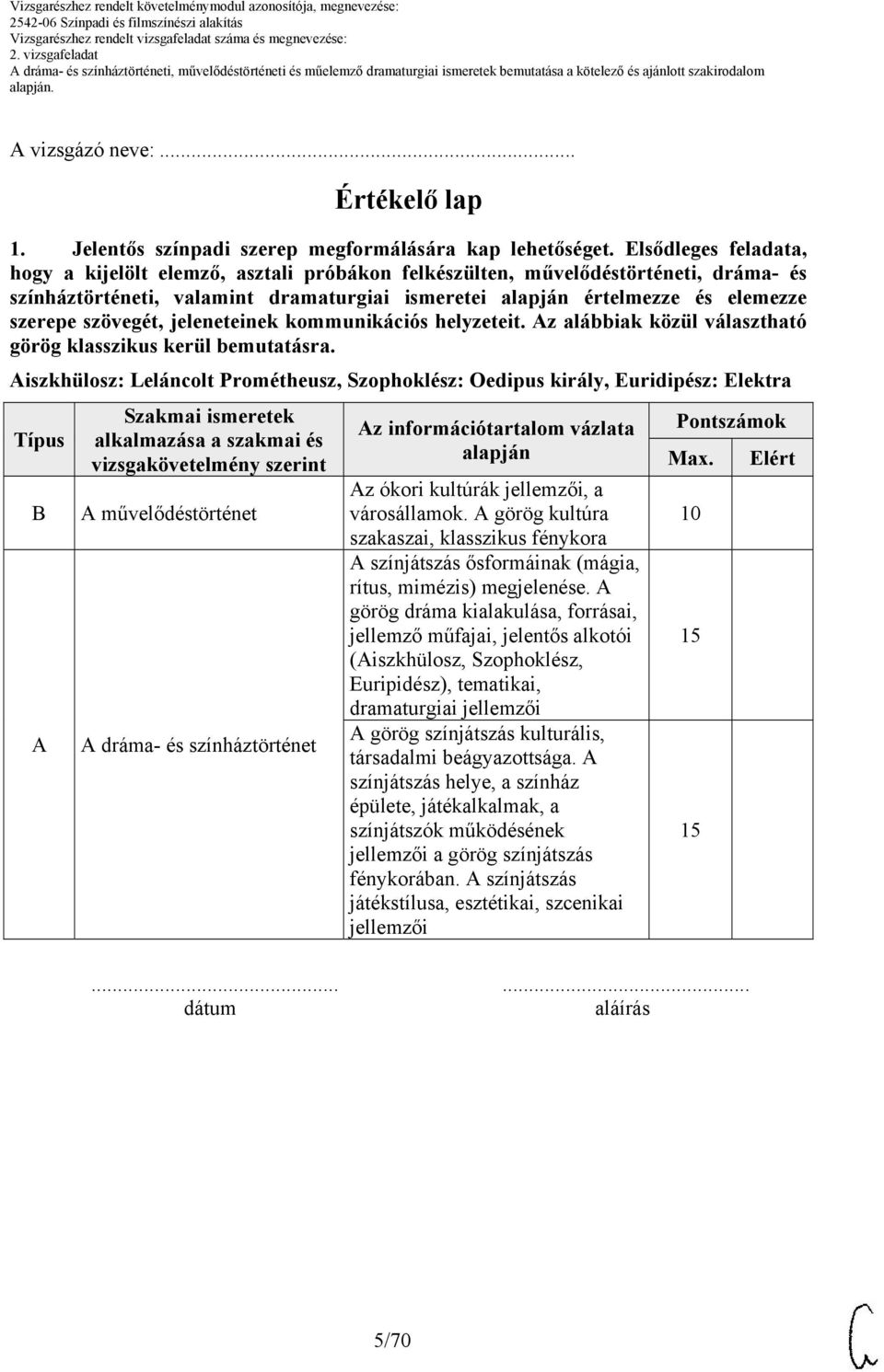 szövegét, jeleneteinek kommunikációs helyzeteit. z alábbiak közül választható görög klasszikus kerül bemutatásra.