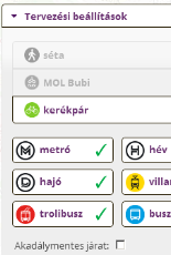 MOL Bubi gyűjtőállomások feltüntetése FUTÁR útvonaltervező: