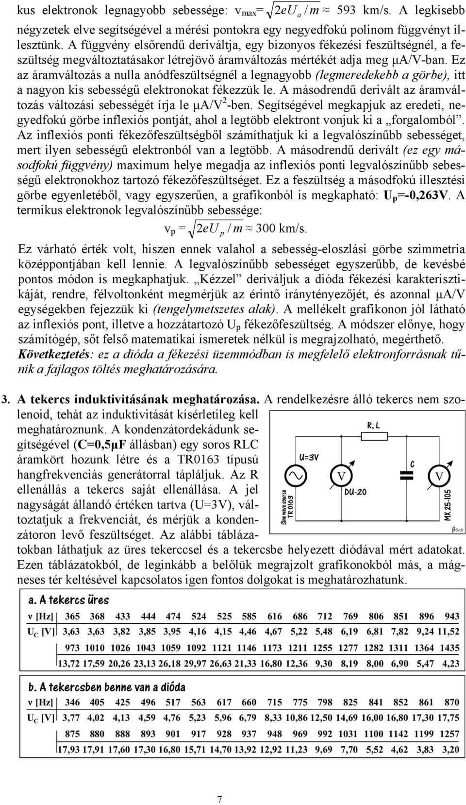 Ez az áramváltozás a nulla anódfeszültségnél a legnagyobb (legmeredekebb a görbe), itt a nagyon kis sebességű elektronokat fékezzük le.