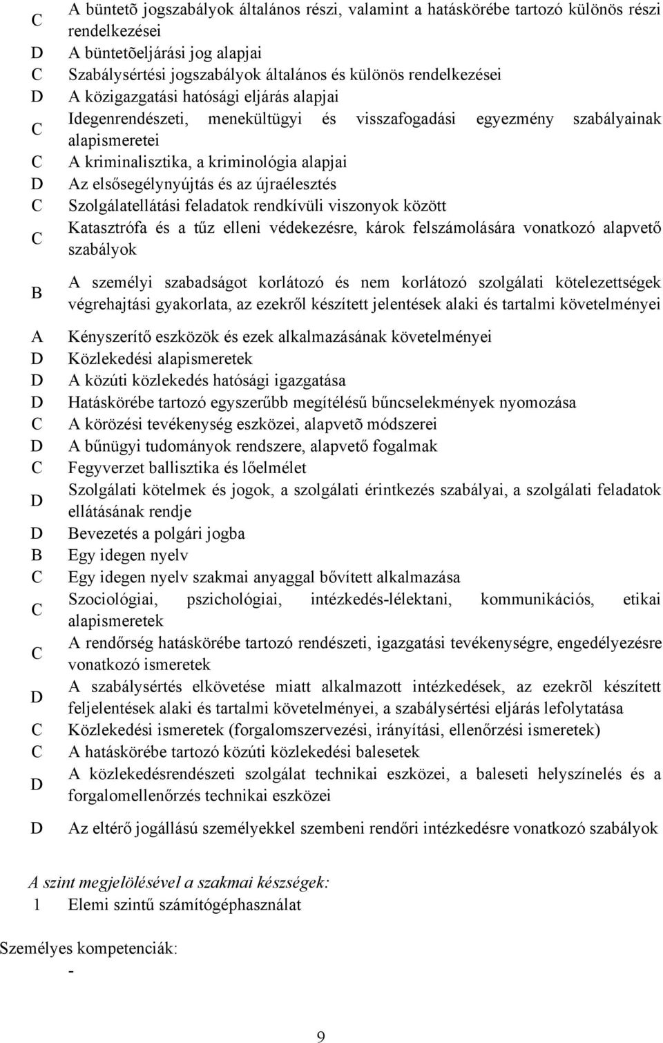 újraélesztés Szolgálatellátási feladatok rendkívüli viszonyok között Katasztrófa és a tűz elleni védekezésre, károk felszámolására vonatkozó alapvető szabályok A személyi szabadságot korlátozó és nem