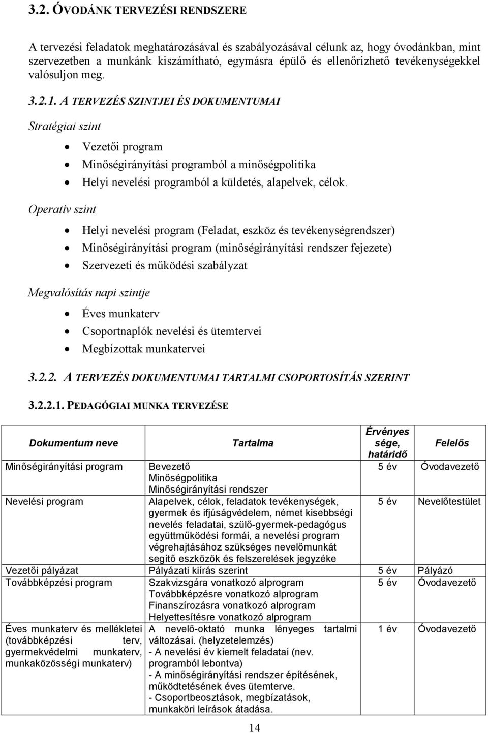 A TERVEZÉS SZINTJEI ÉS DOKUMENTUMAI Stratégiai szint Operatív szint Vezetıi program Minıségirányítási programból a minıségpolitika Helyi nevelési programból a küldetés, alapelvek, célok.