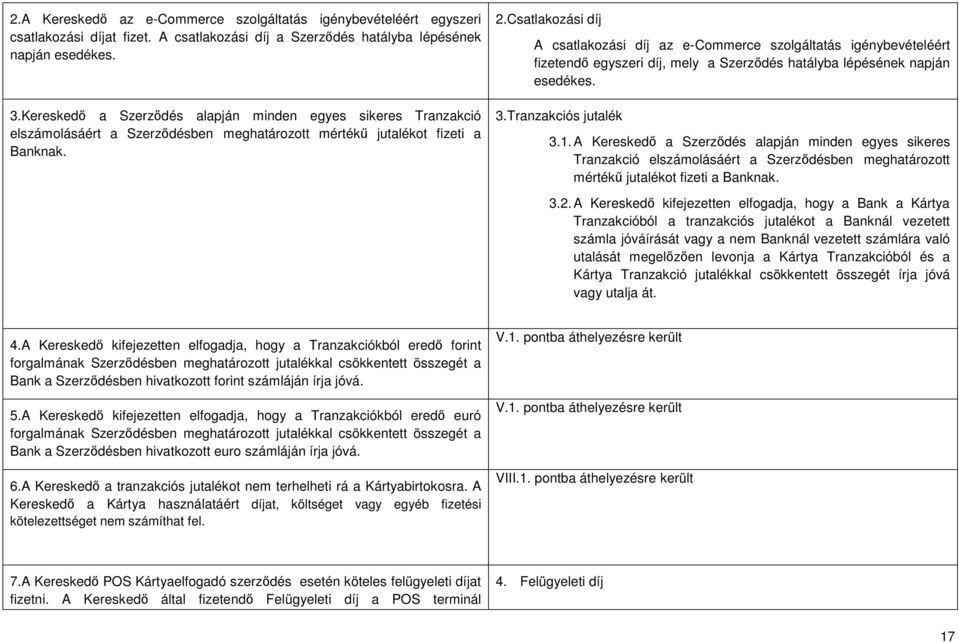 Csatlakozási díj A csatlakozási díj az e-commerce szolgáltatás igénybevételéért fizetendő egyszeri díj, mely a Szerződés hatályba lépésének napján esedékes. 3.Tranzakciós jutalék 3.1.