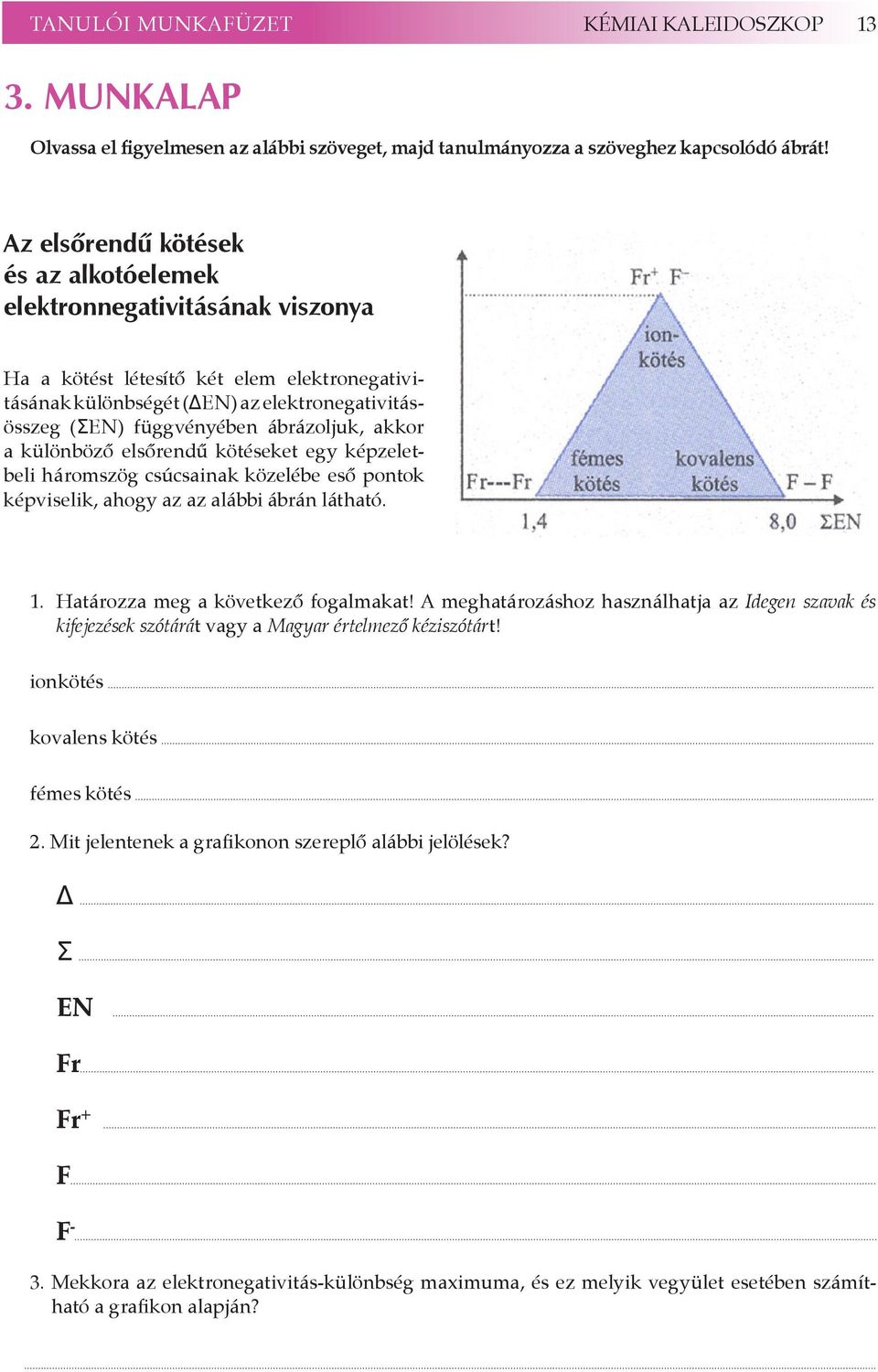 ábrázoljuk, akkor a különböző elsőrendű kötéseket egy képzeletbeli háromszög csúcsainak közelébe eső pontok képviselik, ahogy az az alábbi ábrán látható. 1. Határozza meg a következő fogalmakat!