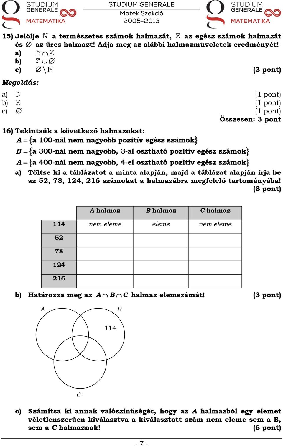 nagyobb, 4-el osztható pozitív egész számok a) Töltse ki a táblázatot a minta alapján, majd a táblázat alapján írja be az 52, 78, 124, 216 számokat a halmazábra megfelelő tartományába!