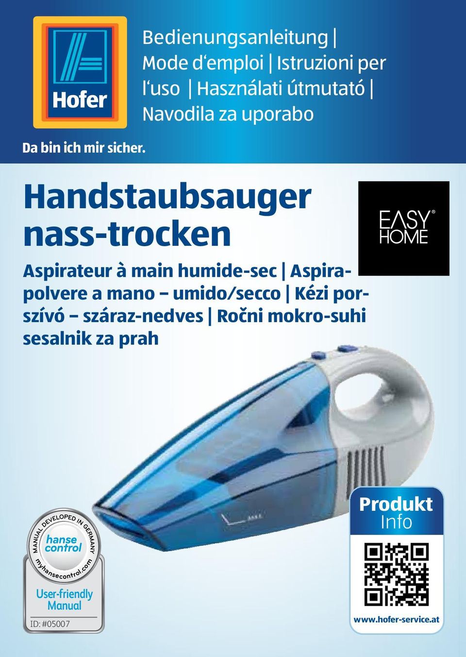 Handstaubsauger nass-trocken Aspirateur à main humide-sec Aspirapolvere a mano umido/secco Kézi