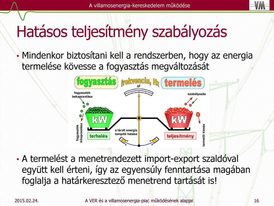 menetrendezett import-export szaldóval együtt kell érteni, így az egyensúly fenntartása magában