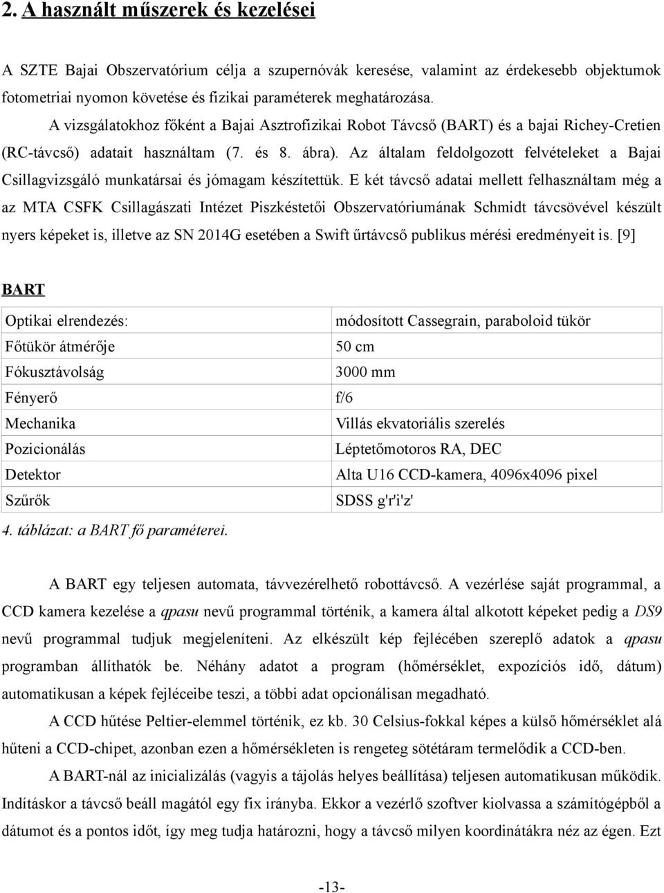 Az általam feldolgozott felvételeket a Bajai Csillagvizsgáló munkatársai és jómagam készítettük.