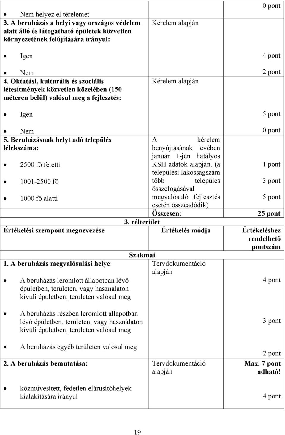 Beruházásnak helyt adó település A kérelem lélekszáma: benyújtásának évében január 1-jén hatályos 2500 fő feletti KSH adatok.