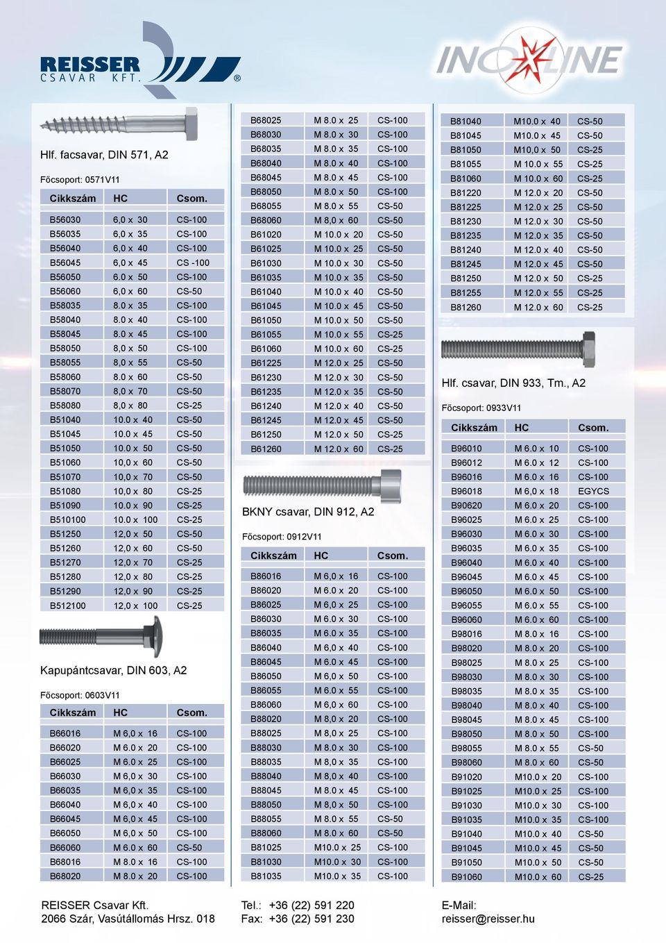 0 x 40 CS-50 B51045 10.0 x 45 CS-50 B51050 10.0 x 50 CS-50 B51060 10,0 x 60 CS-50 B51070 10,0 x 70 CS-50 B51080 10,0 x 80 CS-25 B51090 10.0 x 90 CS-25 B510100 10.