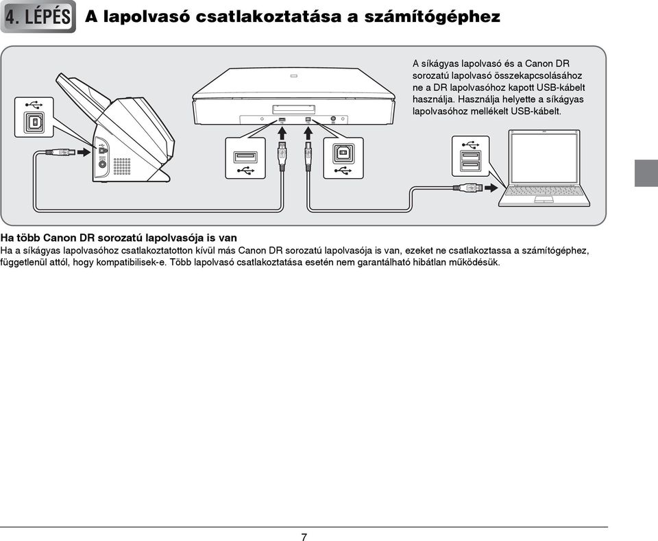 Ha több Canon DR sorozatú lapolvasója is van Ha a síkágyas lapolvasóhoz csatlakoztatotton kívül más Canon DR sorozatú lapolvasója is