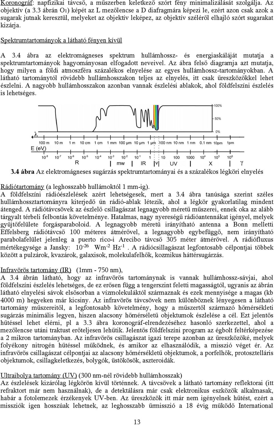 Spektrumtartományok a látható fényen kívül A 3.4 ábra az elektromágneses spektrum hullámhossz- és energiaskáláját mutatja a spektrumtartományok hagyományosan elfogadott neveivel.