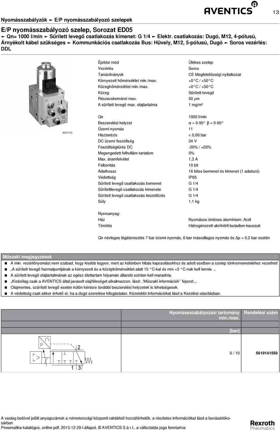 Megfelelősségi nyilatkozat Környezeti hőmérséklet min./max. +0 C / +50 C Közeghőmérséklet min./max. +0 C / +50 C Közeg Sűrített levegő Részecskeméret max. 50 µm A sűrített levegő max.