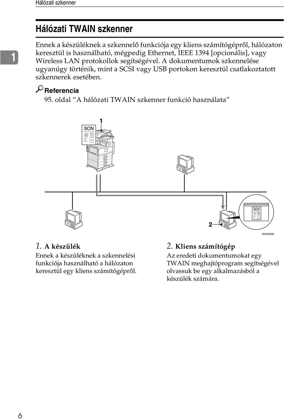 A dokumentumok szkennelése ugyanúgy történik, mint a SCSI vagy USB portokon keresztül csatlakoztatott szkennerek esetében. 95.