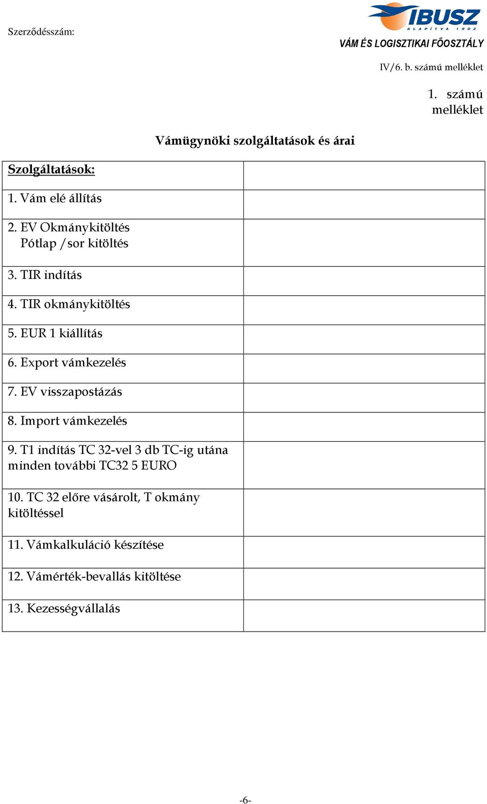 Export vámkezelés 7. EV visszapostázás 8. Import vámkezelés 9.