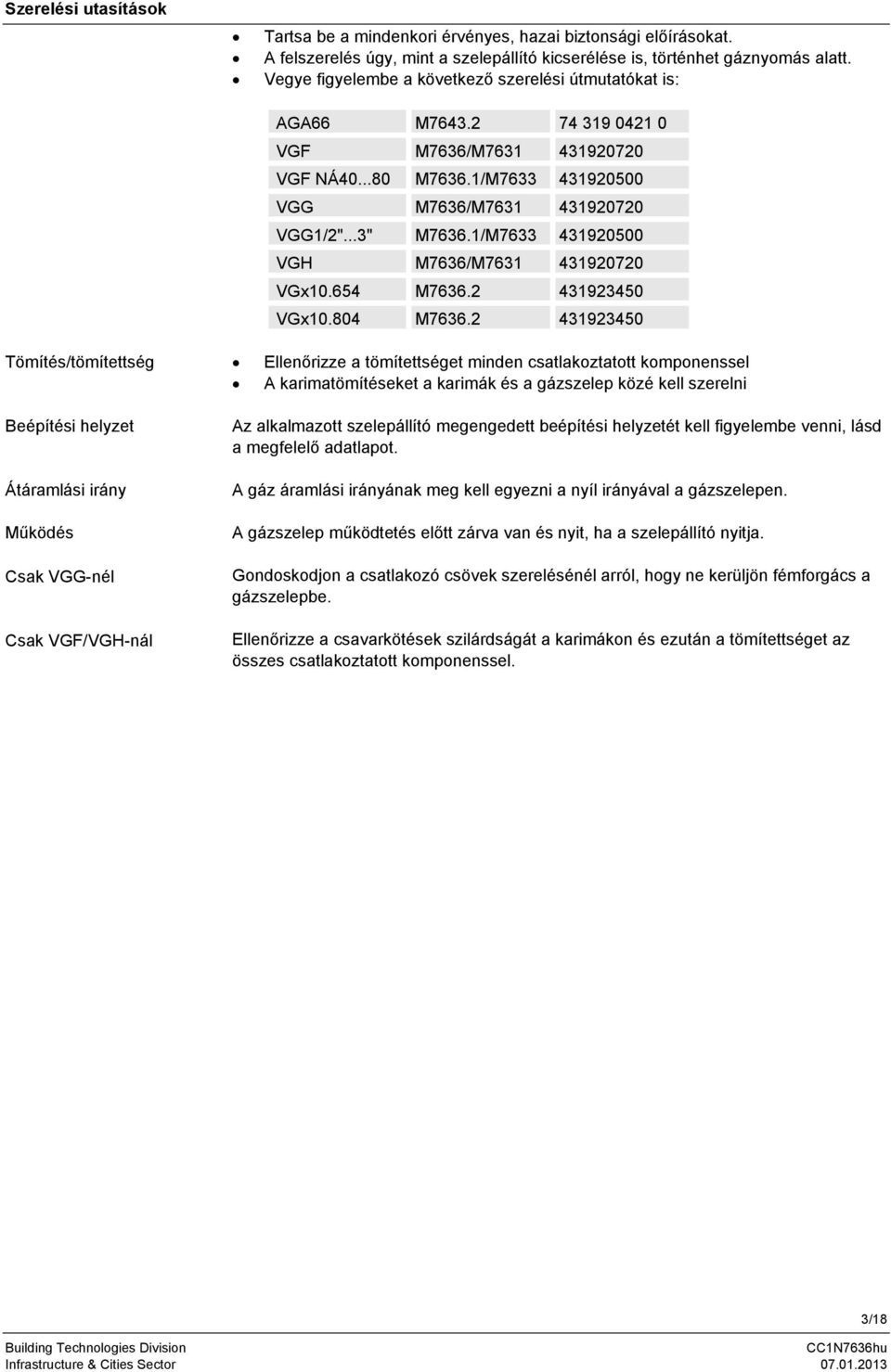 1/M7633 431920500 VGH M7636/M7631 431920720 VGx10.654 M7636.2 431923450 VGx10.804 M7636.