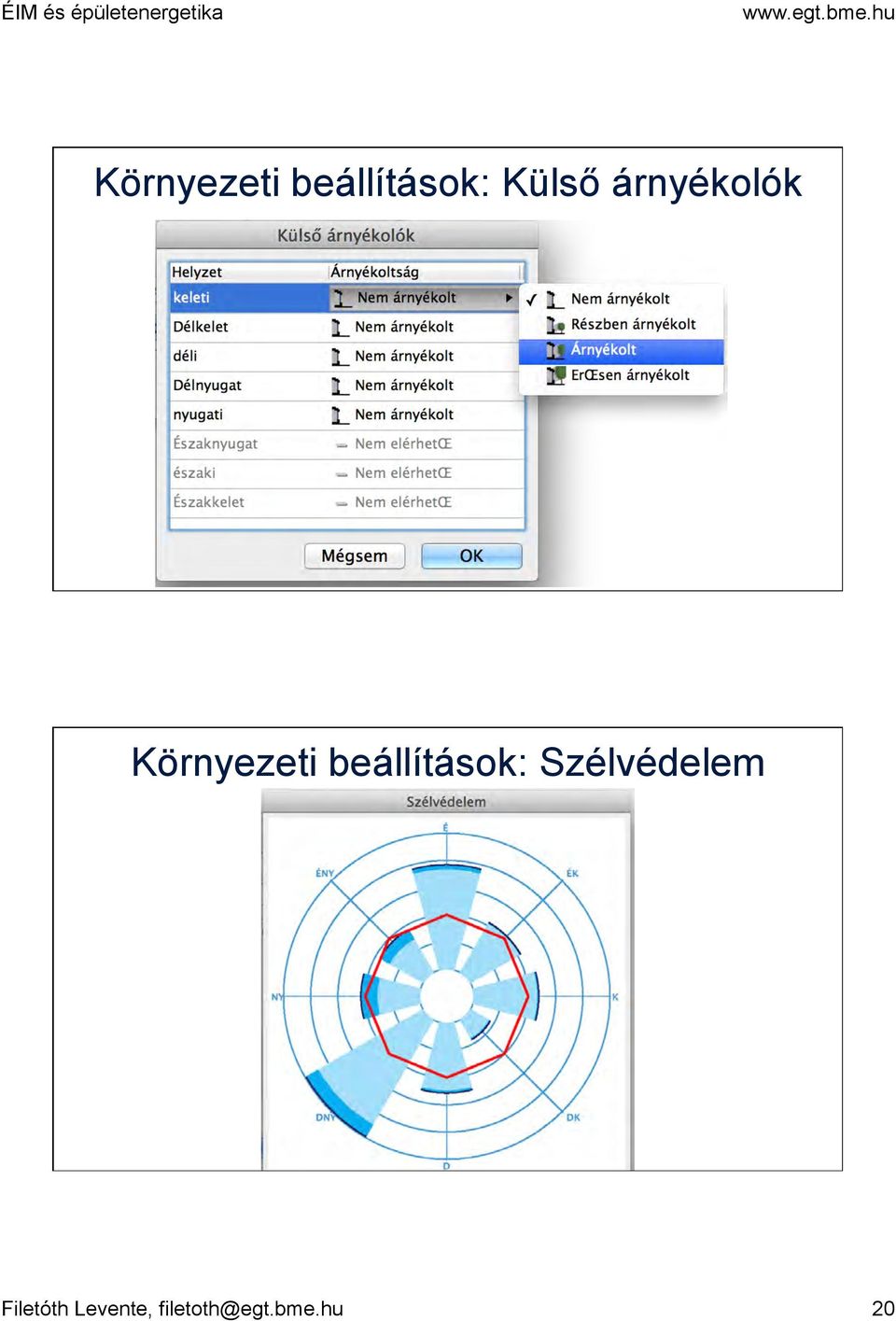 beállítások: Szélvédelem