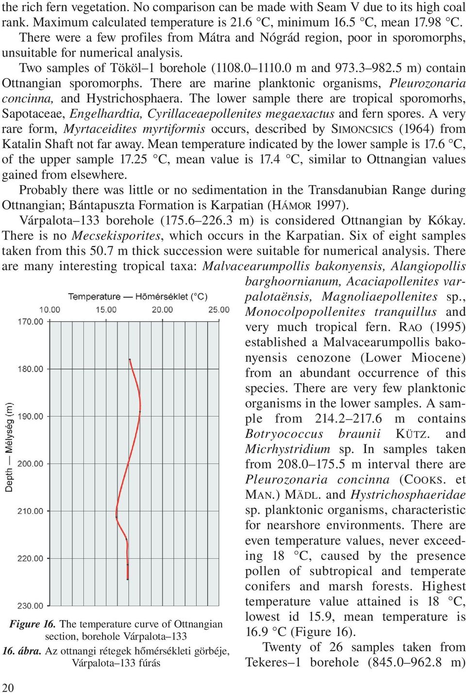 5 m) contain Ottnangian sporomorphs. There are marine planktonic organisms, Pleurozonaria concinna, and Hystrichosphaera.