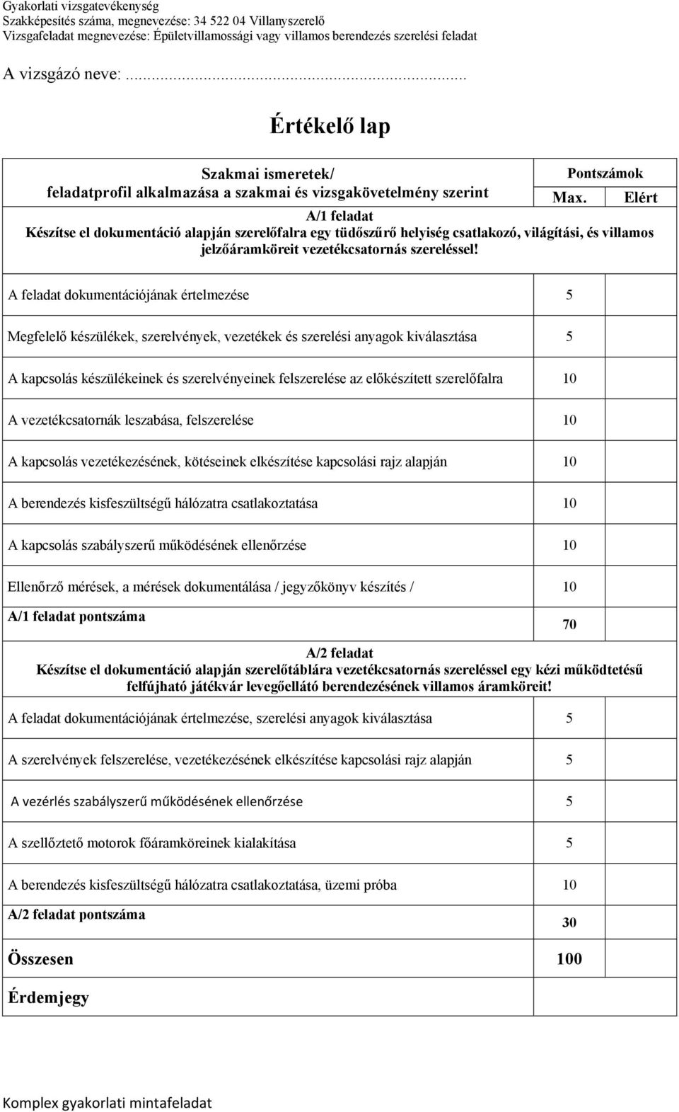 A feladat dokumentációjának értelmezése 5 Megfelelő készülékek, szerelvények, vezetékek és szerelési anyagok kiválasztása 5 A kapcsolás készülékeinek és szerelvényeinek felszerelése az előkészített