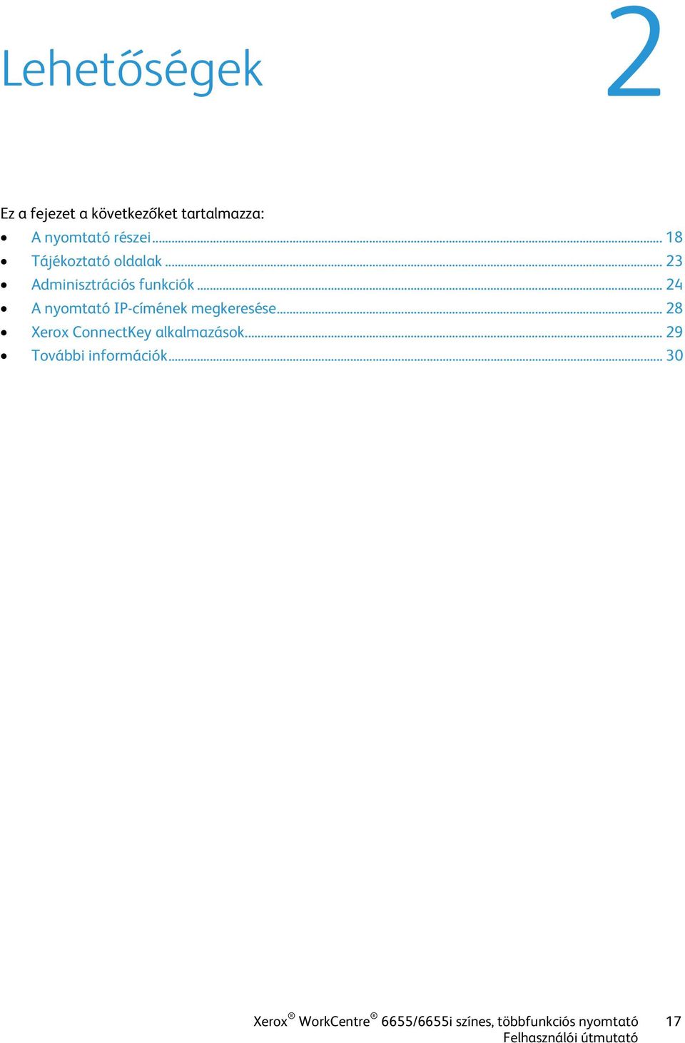 .. 24 A nyomtató IP-címének megkeresése... 28 Xerox ConnectKey alkalmazások.