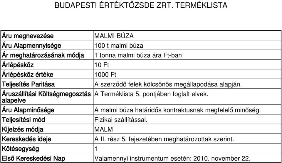 kontraktusnak megfelelő minőség.