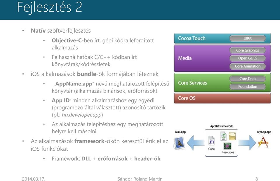 app nevű meghatározott felépítésű könyvtár (alkalmazás binárisok, erőforrások) App ID: minden alkalmazáshoz egy egyedi (programozó által választott)