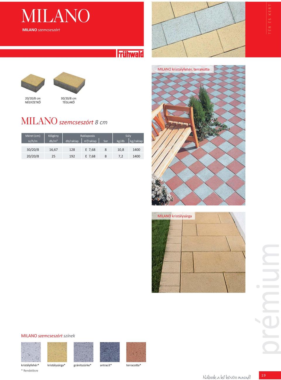 20/20/8 25 192 E 7,68 8 7,2 1400 MILANO kristálysárga MILANO szemcseszórt színek