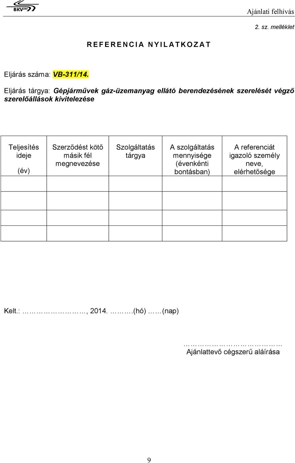 kivitelezése Teljesítés ideje (év) Szerződést kötő másik fél megnevezése Szolgáltatás tárgya A