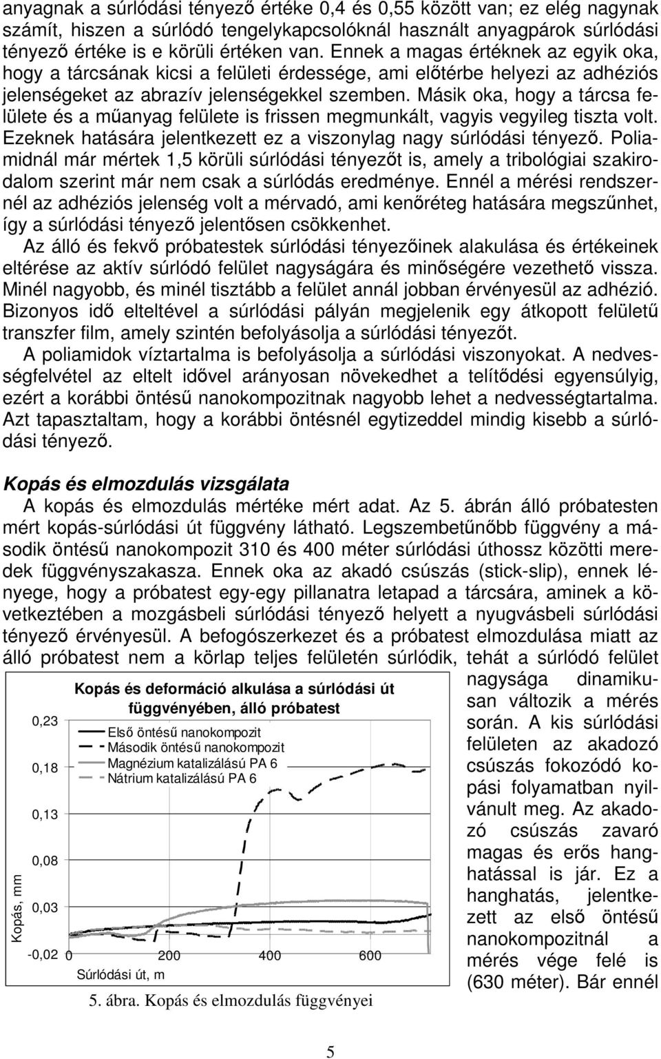 Másik oka, hogy a tárcsa felülete és a mőanyag felülete is frissen megmunkált, vagyis vegyileg tiszta volt. Ezeknek hatására jelentkezett ez a viszonylag nagy súrlódási tényezı.