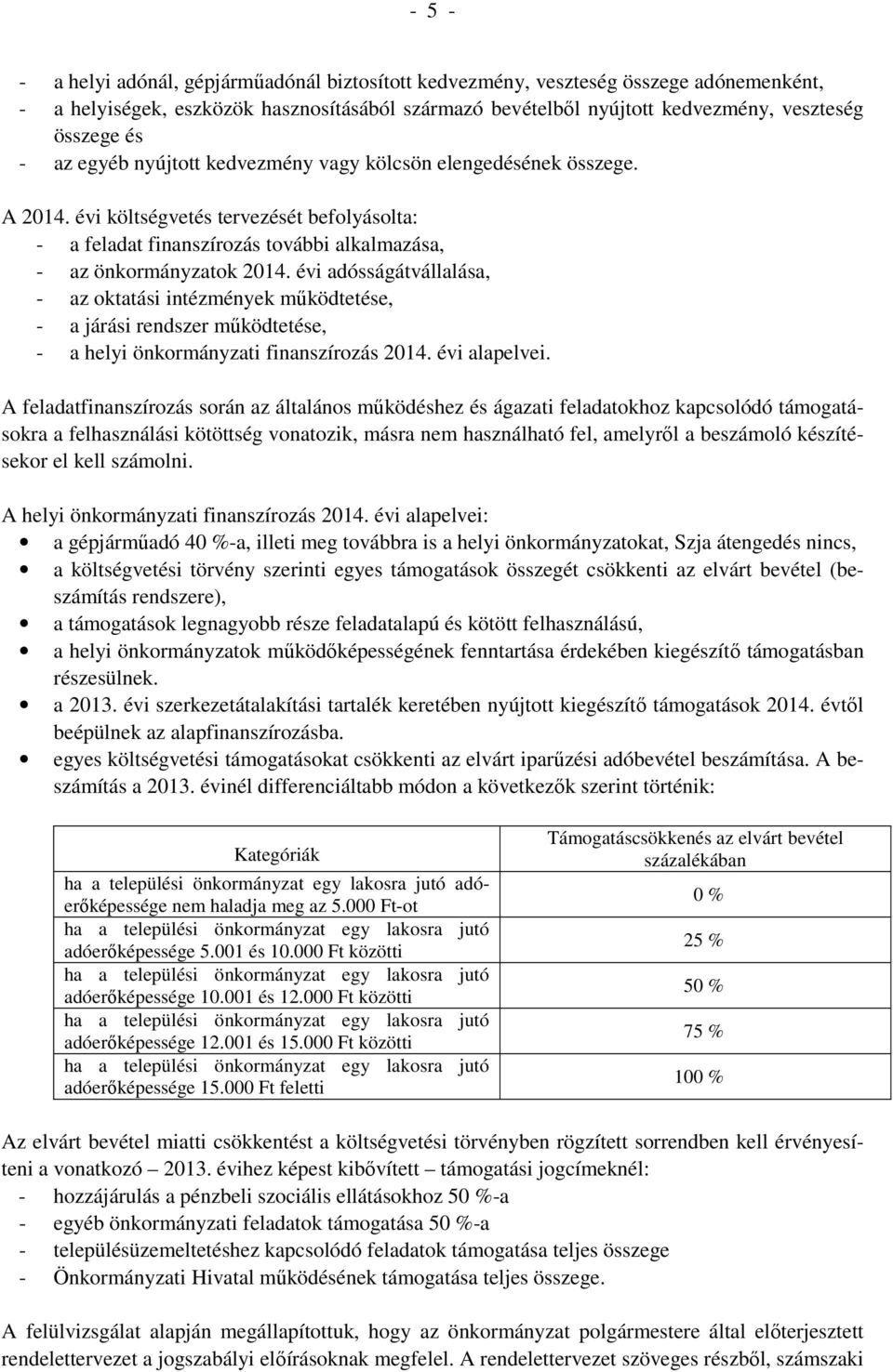 évi adósságátvállalása, - az oktatási intézmények működtetése, - a járási rendszer működtetése, - a helyi önkormányzati finanszírozás 2014. évi alapelvei.