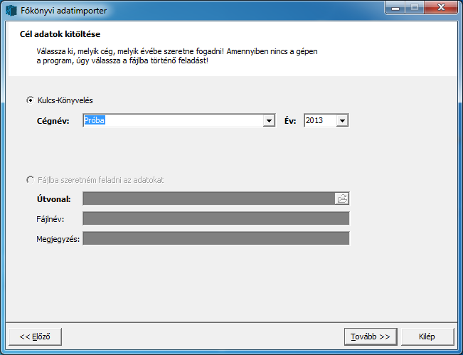 A megadott csv fájl után válaszuk a Tovább>> gombot és adjuk