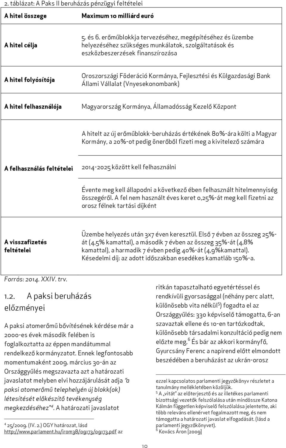 Fejlesztési és Külgazdasági Bank Állami Vállalat (Vnyesekonombank) A hitel felhasználója Magyarország Kormánya, Államadósság Kezelő Központ A hitelt az új erőműblokk-beruházás értékének 80%-ára költi