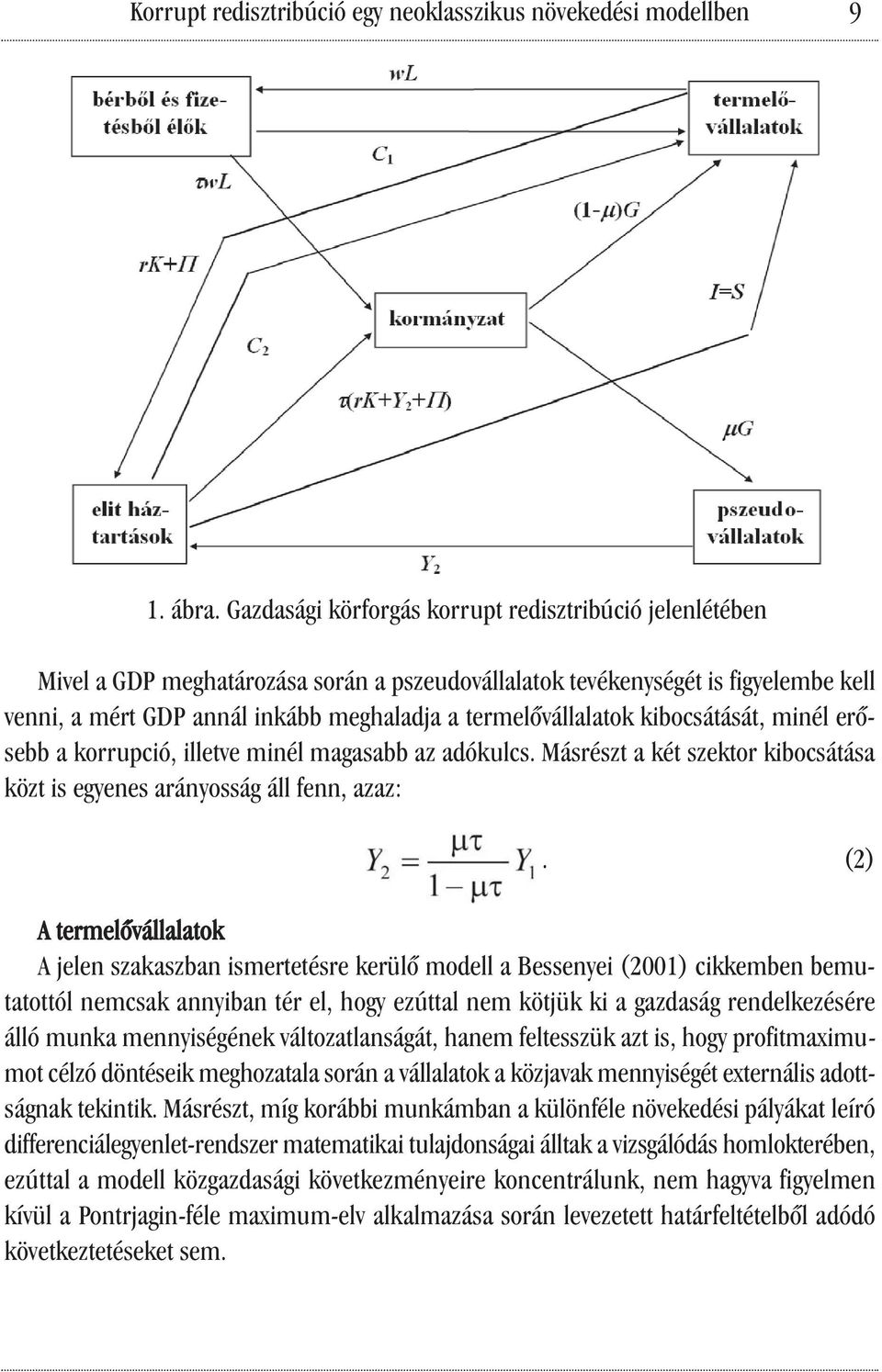 termelővállalatok kibocsátását, minél erősebb a korrupció, illetve minél magasabb az adókulcs. Másrészt a két szektor kibocsátása közt is egyenes arányosság áll fenn, azaz:.