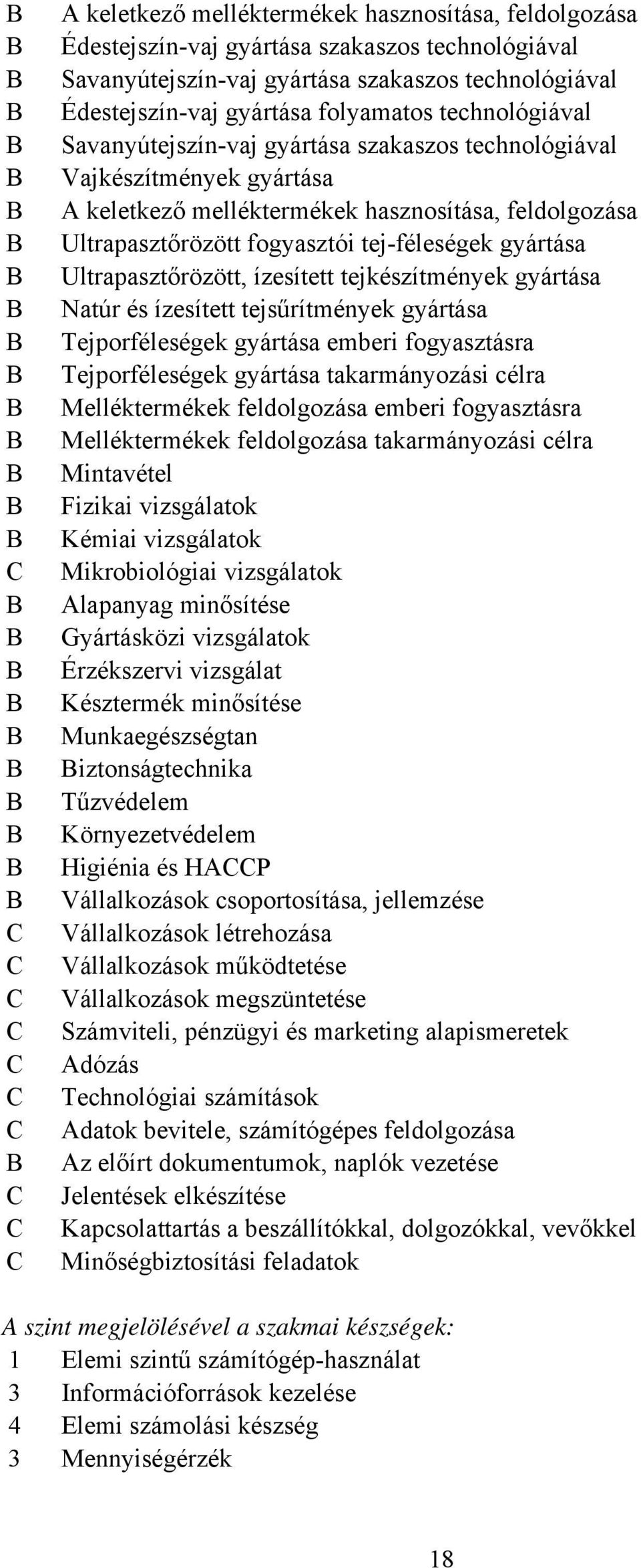 Ultrapasztőrözött, ízesített tejkészítmények gyártása Natúr és ízesített tejsűrítmények gyártása Tejporféleségek gyártása emberi fogyasztásra Tejporféleségek gyártása takarmányozási célra