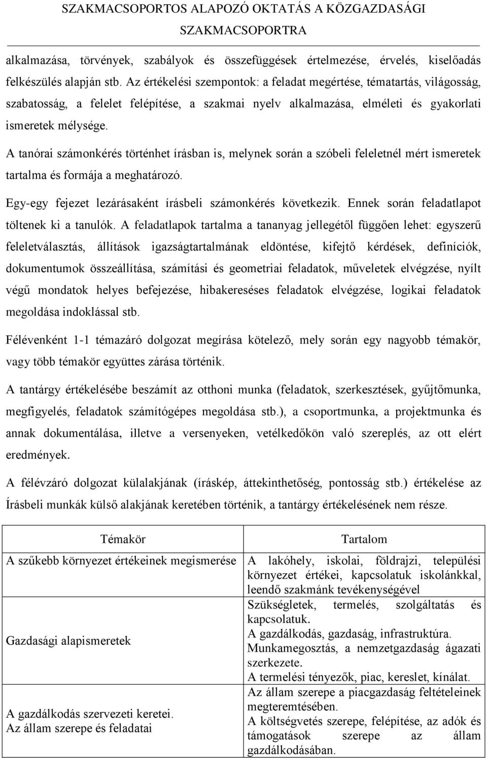 A tanórai számonkérés történhet írásban is, melynek során a szóbeli feleletnél mért ismeretek tartalma és formája a meghatározó. Egy-egy fejezet lezárásaként írásbeli számonkérés következik.