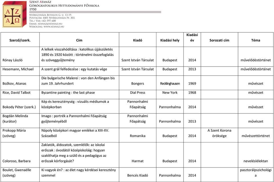 Hesemann, Michael A szent grál felfedezése : egy kutatás vége Szent István Társulat Budapest 2013 művelődéstörténet Božkov, Atanas Die bulgarische Malerei : von den Anfängen bis zum 19.