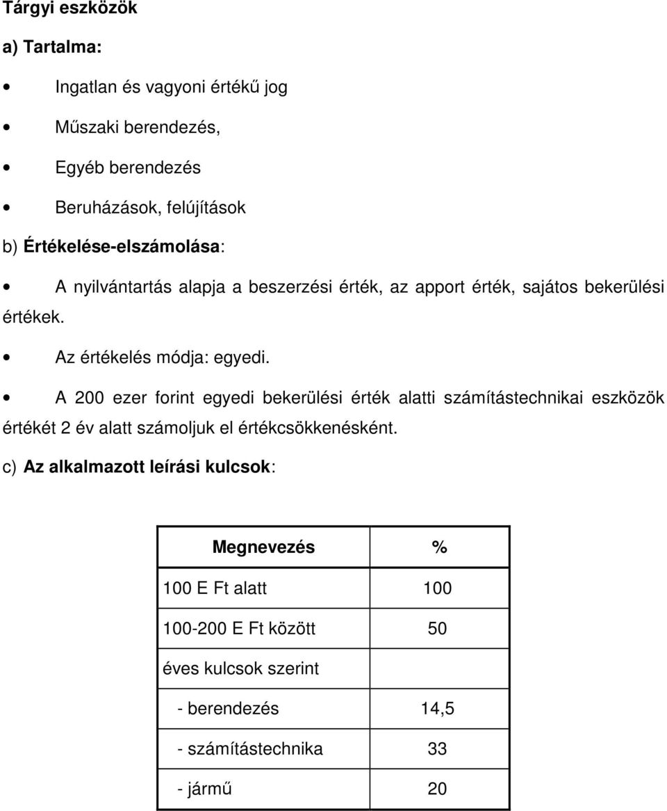 A 200 ezer forint egyedi bekerülési érték alatti számítástechnikai eszközök értékét 2 év alatt számoljuk el értékcsökkenésként.