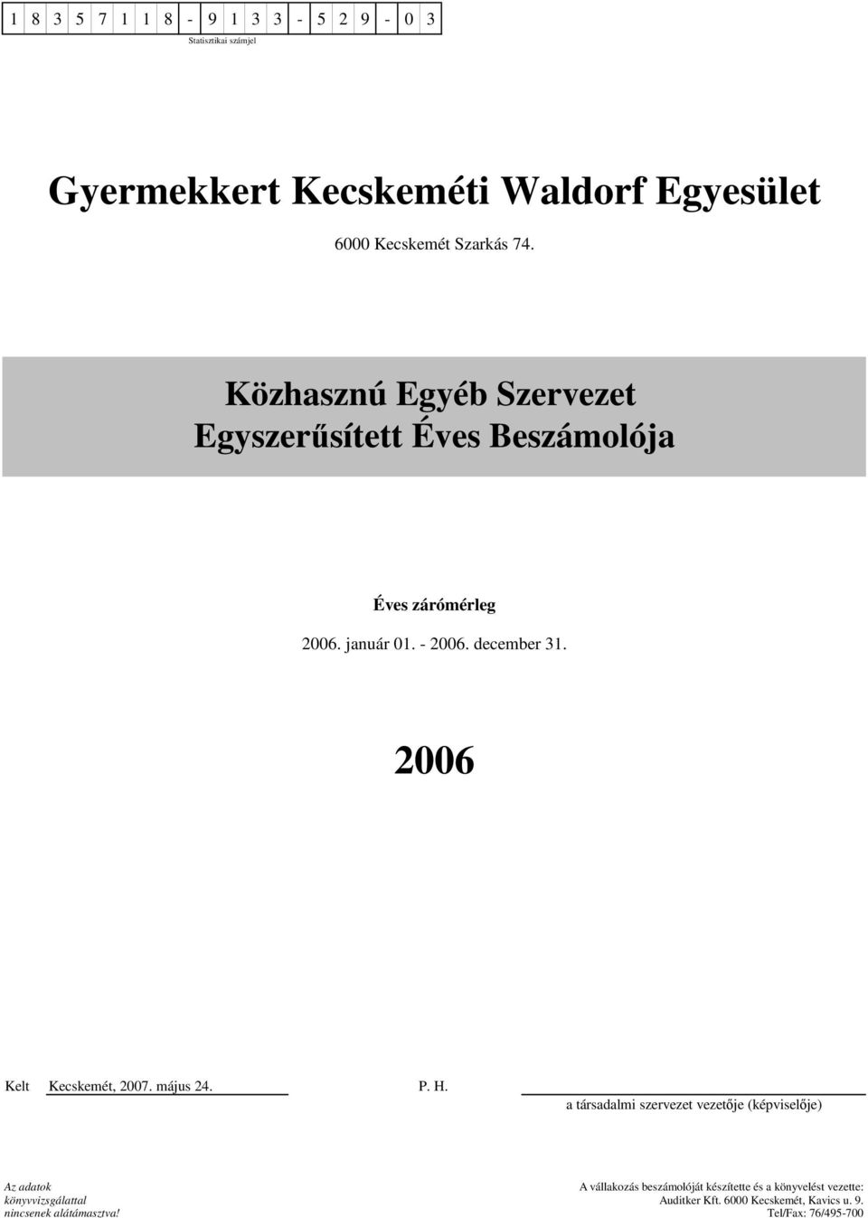 2006 Kelt Kecskemét, 2007. május 24. P. H.