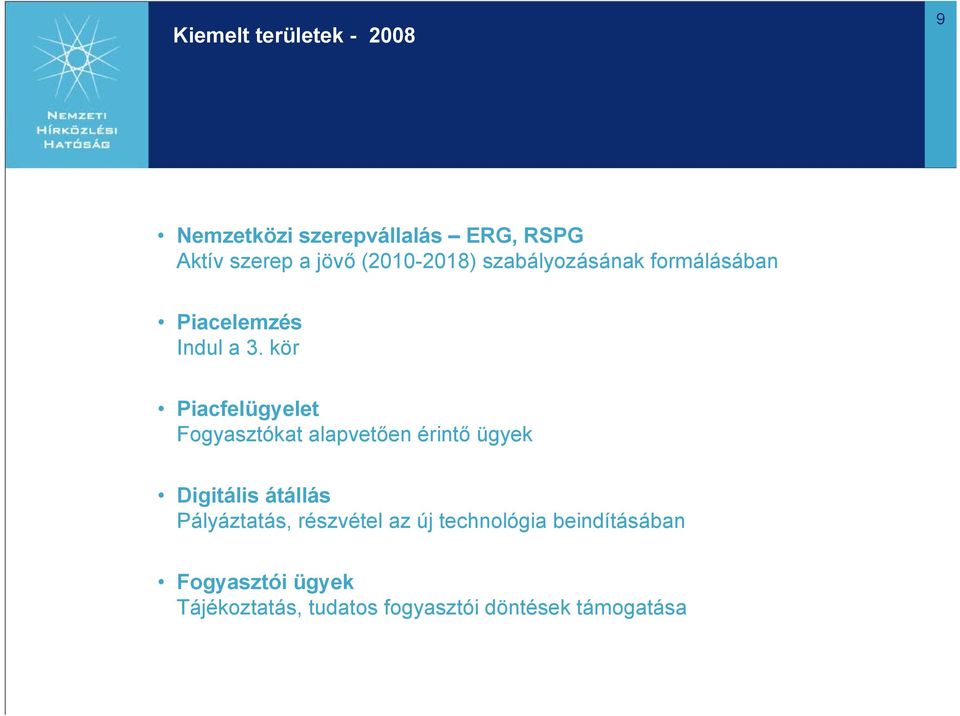 kör Piacfelügyelet Fogyasztókat alapvetően érintő ügyek Digitális átállás Pályáztatás,