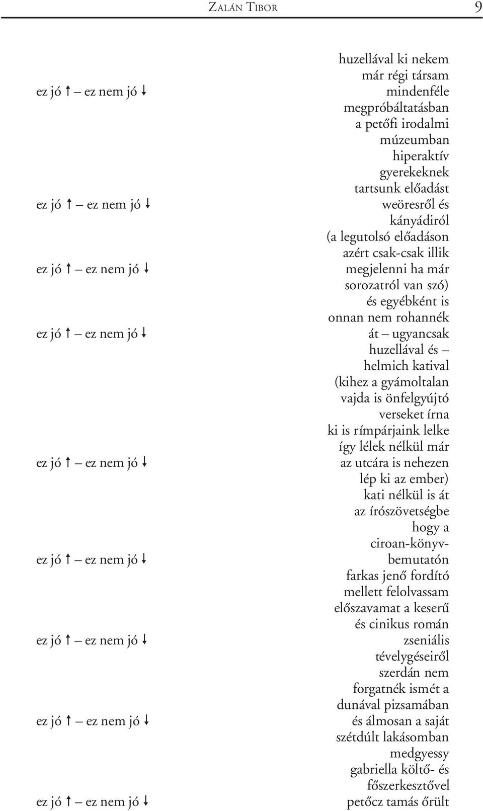 is rímpárjaink lelke így lélek nélkül már az utcára is nehezen lép ki az ember) kati nélkül is át az írószövetségbe hogy a ciroan-könyv- bemutatón farkas jenõ fordító mellett felolvassam elõszavamat