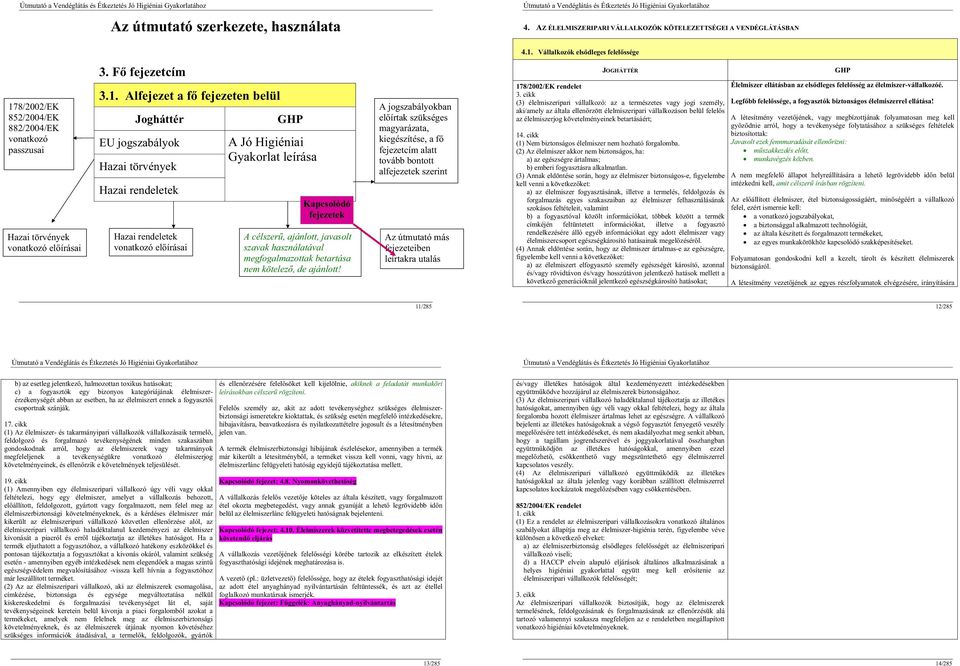 8/2002/EK 852/2004/EK 882/2004/EK vonatkozó passzusai Hazai törvények vonatkozó el írásai 3. F fejezetcím 3.1.
