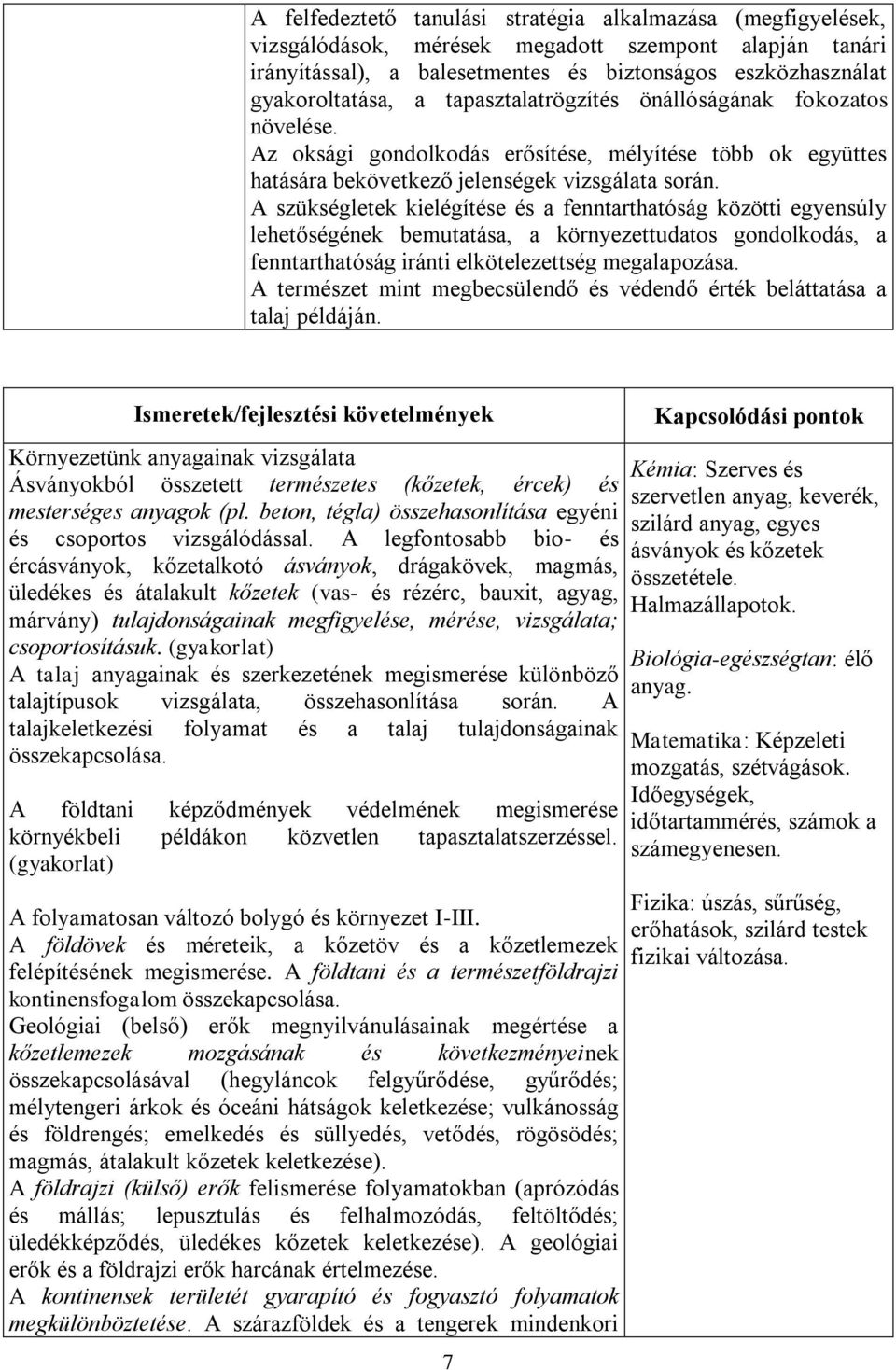 A szükségletek kielégítése és a fenntarthatóság közötti egyensúly lehetőségének bemutatása, a környezettudatos gondolkodás, a fenntarthatóság iránti elkötelezettség megalapozása.