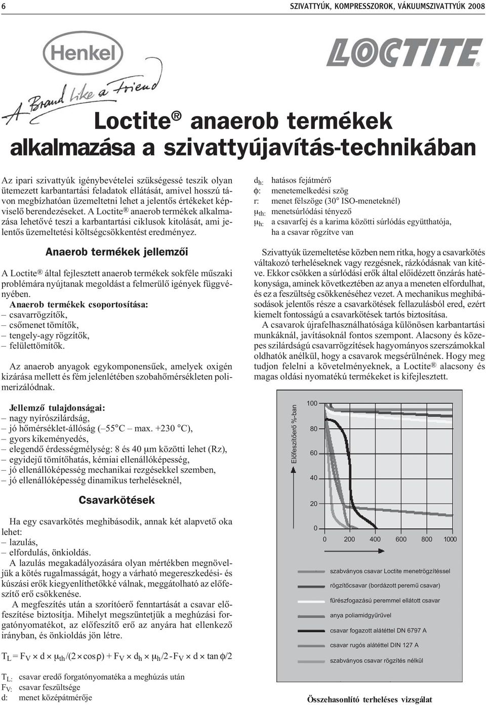 A Loctite anaerob termékek alkalmazása lehetõvé teszi a karbantartási ciklusok kitolását, ami jelentõs üzemeltetési költségcsökkentést eredményez.