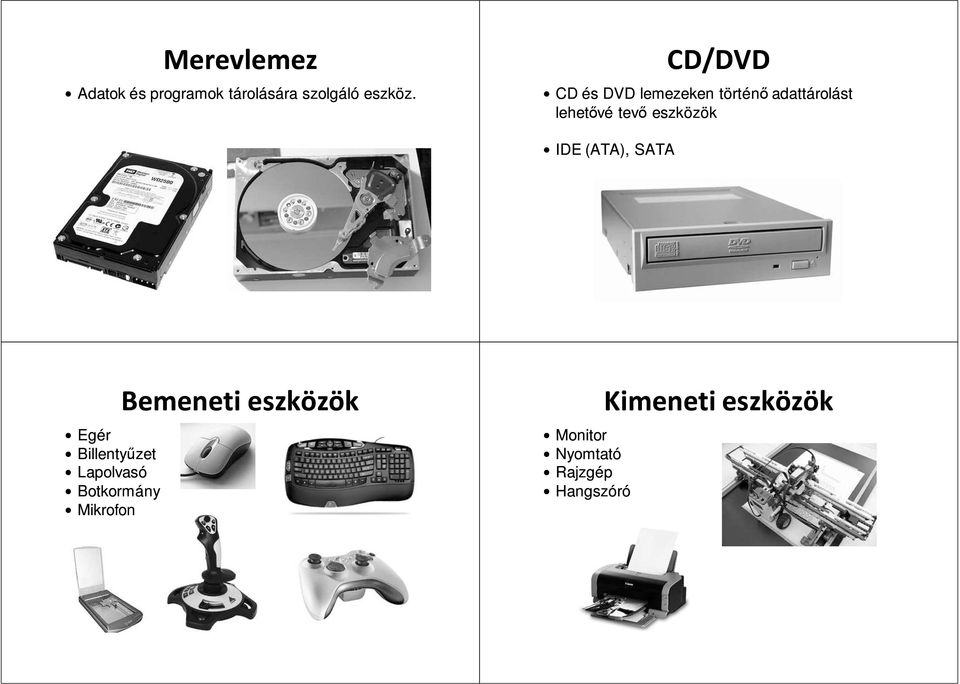 eszközök IDE (ATA), SATA Egér Billentyűzet Lapolvasó Botkormány