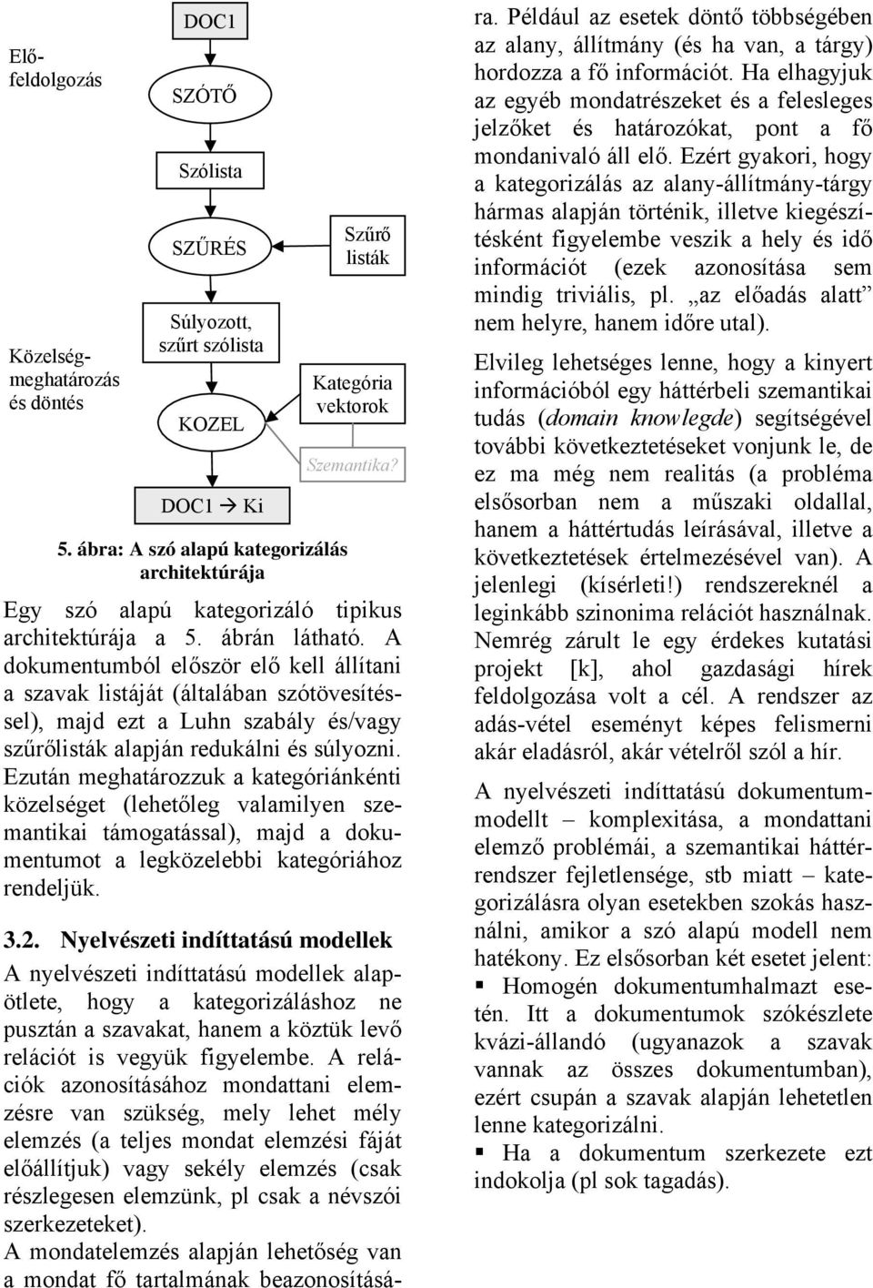 A dokumentumból először elő kell állítani a szavak listáját (általában szótövesítéssel), majd ezt a Luhn szabály és/vagy szűrőlisták alapján redukálni és súlyozni.