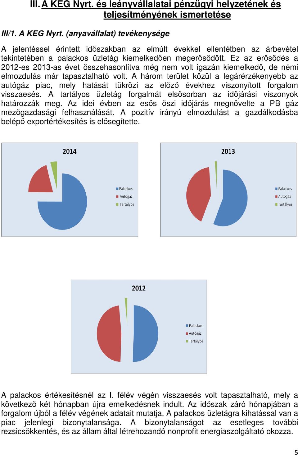 A három terület közül a legárérzékenyebb az autógáz piac, mely hatását tükrözi az előző évekhez viszonyított forgalom visszaesés.